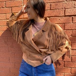 Leather fringe jacket